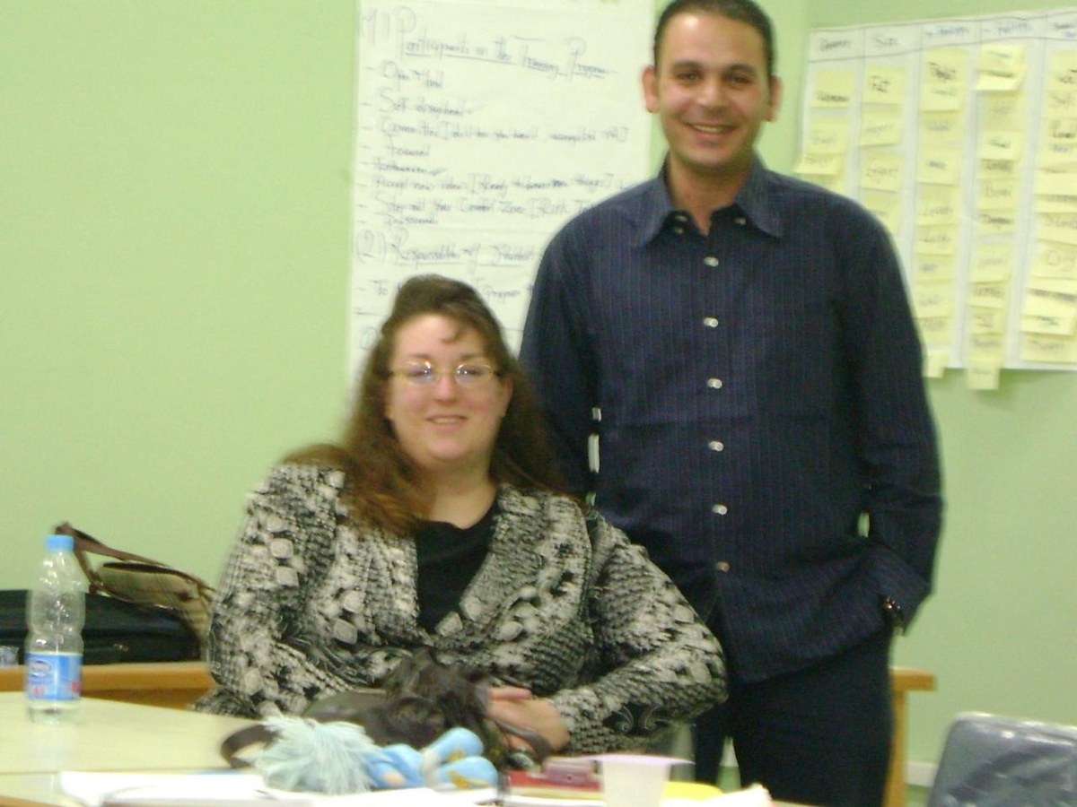 Training room with a visiting trainer, 2008